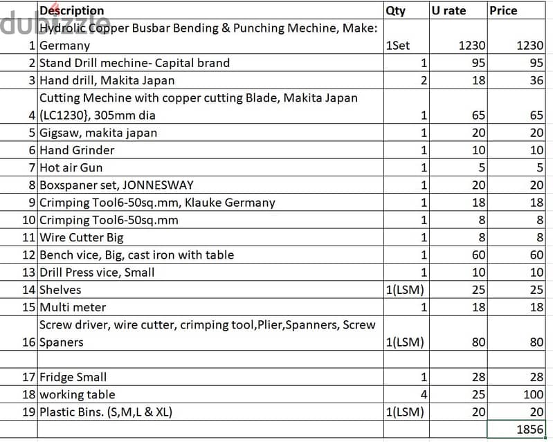 Machinery and tools for sale 0