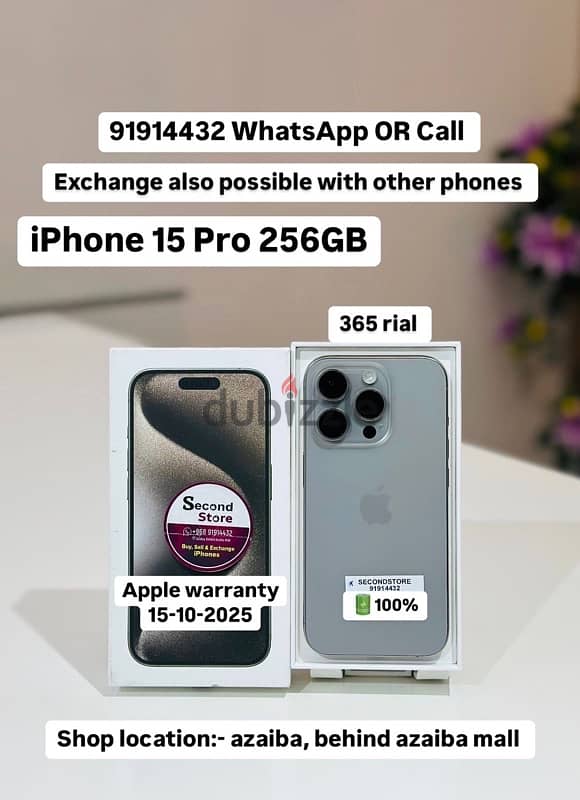 iPhone 15 Pro 256GB with apple warranty Apple warranty 15-10-2025 0