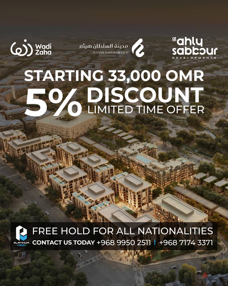 Free Hold!! Studios and apartments for sale in Wadi Zaha - SHC 0