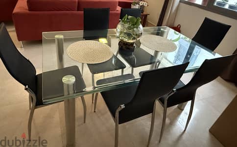 6-Seater Glass Dining Table for Sale