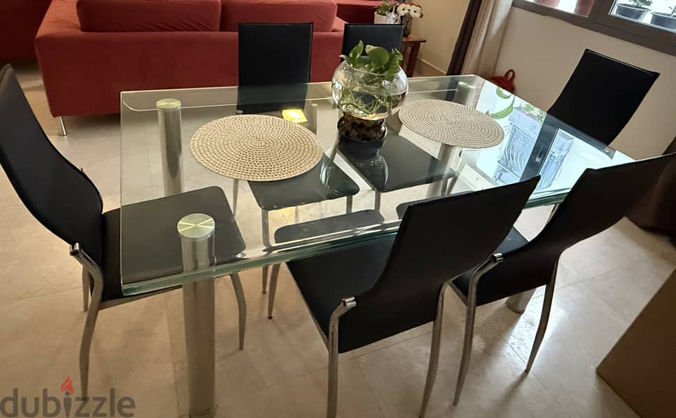 6-Seater Glass Dining Table for Sale 0