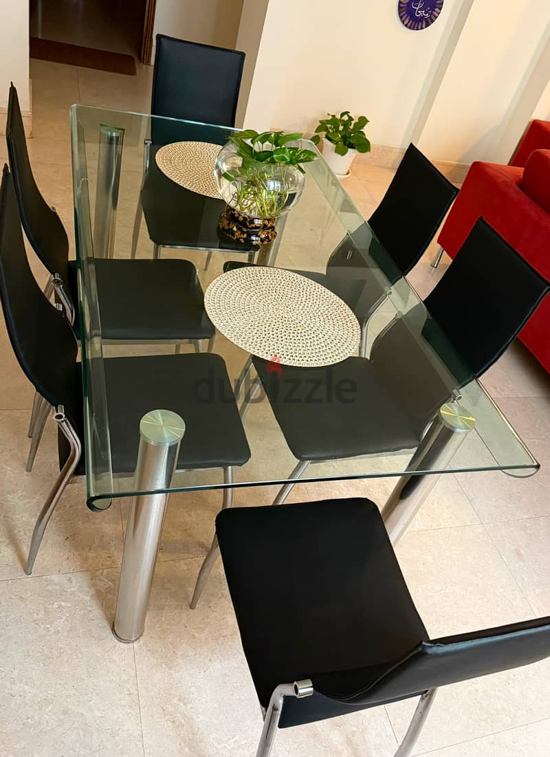 6-Seater Glass Dining Table for Sale 1