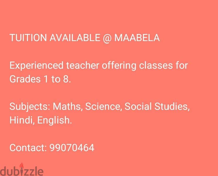 Tuition available at maabela for all subjects. 0