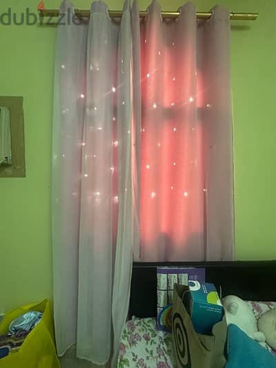 beautiful pink and violet double layer curtains