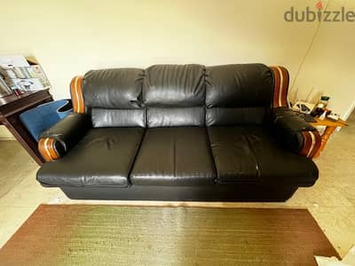 BIG Black Rexine sofa For Sale