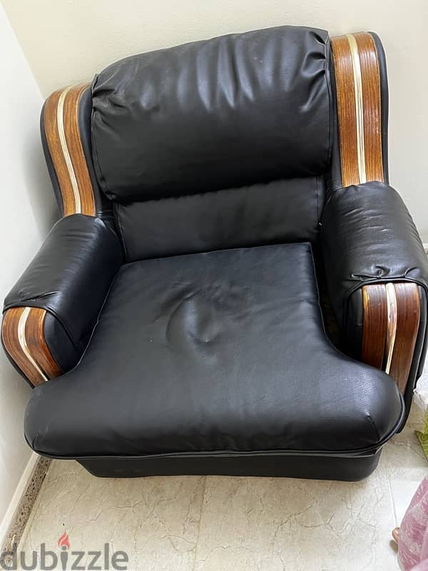 BIG Black Rexine sofa For Sale 1