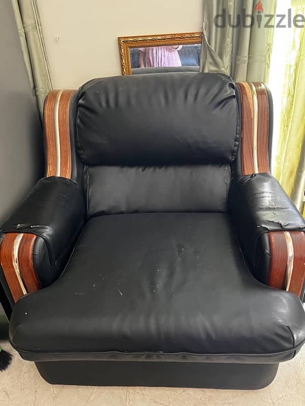 BIG Black Rexine sofa For Sale 2