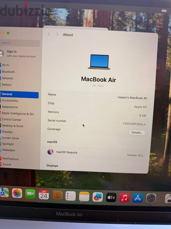 للبيع  MacBook Air 2020 M1 |8GB RAM|256GB SSD 7