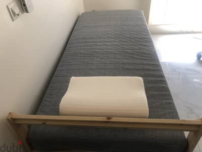 Single bed 90x200 with orthopedic mattress and orthopedic pillow