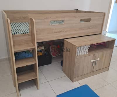 Children Loft Bed with Storage Desk and Mattress from PAN HOME