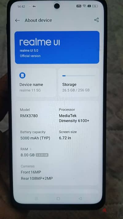 realme 11 5g 8+4rem 256 storage  box available Exchange possible