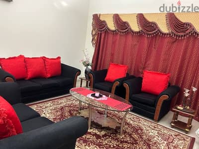 Full Drawing Room Set : 7 Seater Sofa/ Carpet/ Curtains