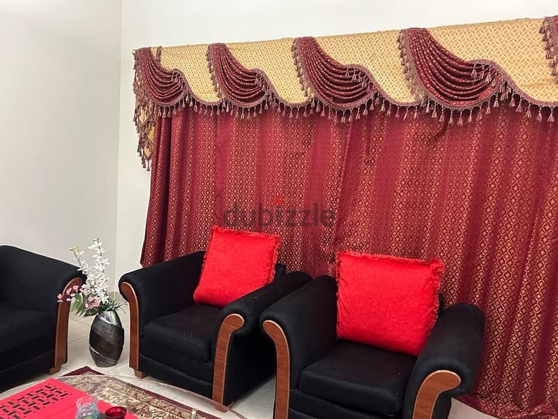 Full Drawing Room Set : 7 Seater Sofa/ Carpet/ Curtains 2