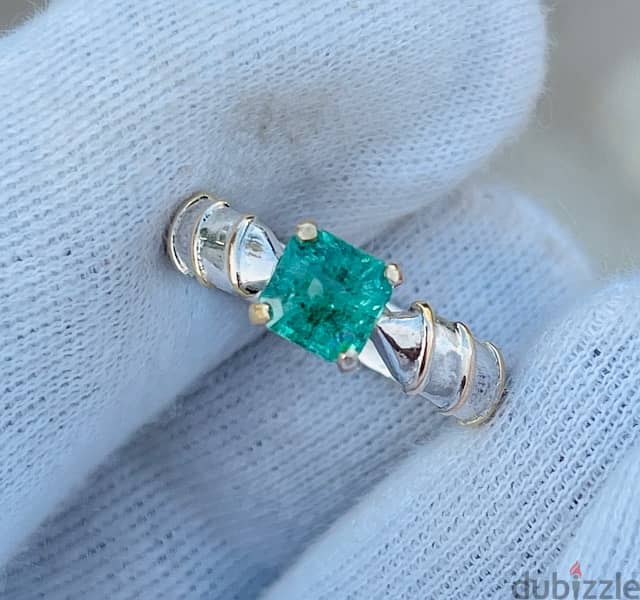 Natural Emerald in Gold and silver ring زمرد طبيعي في خاتم ذهبي وفضي 4