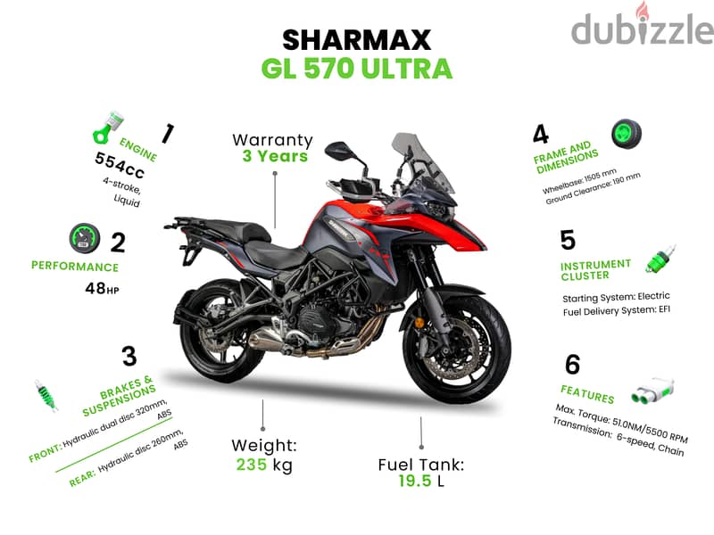 SHARMAX GL 570 Ultra WITH WARRANTY (touring bike , دراجة تجوال) 3