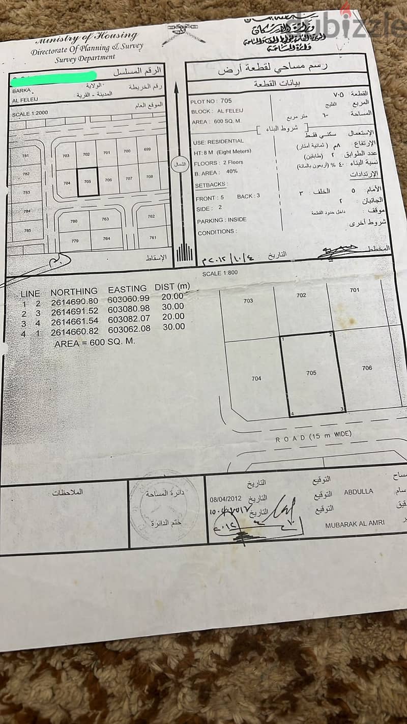 (OWNER) Residential Plot in Barka / Al-Fulaij, Al-Tayyibeen Neighborho 0