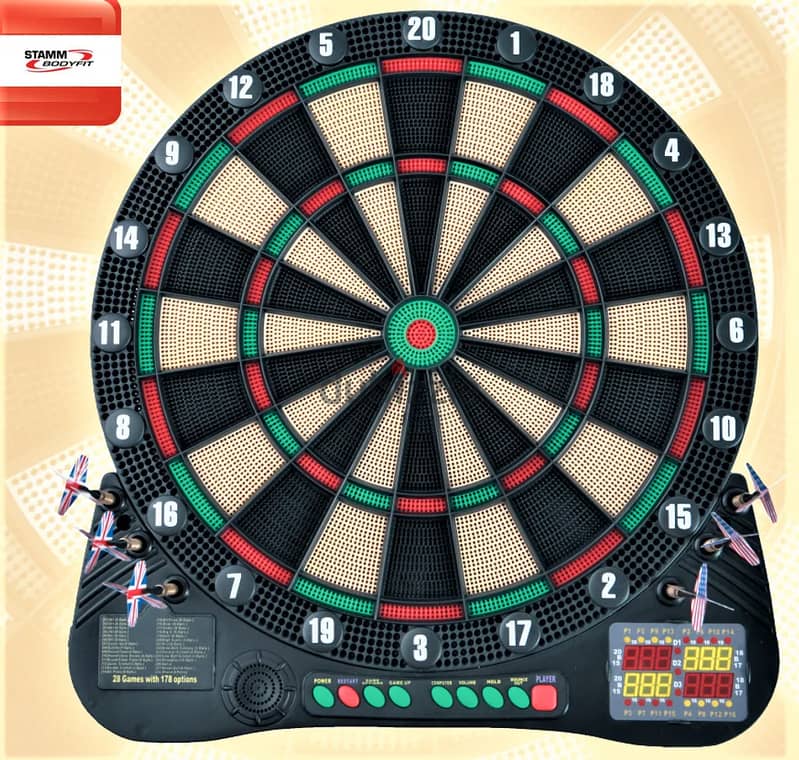 STAMM BODYFIT, Elektronisches Dartboard GLASGOW /16 Spieler, 178 Spie 1