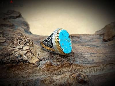 Men's silver ring with turquoise stone