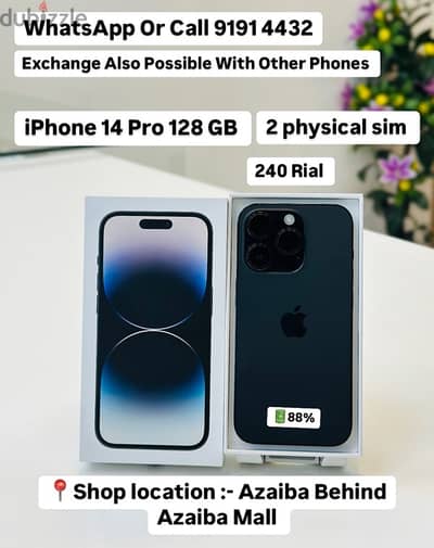 iPhone 14 Pro 128 GB 2 physical sim with  88% battery helth