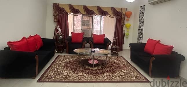 Full Drawing Room Set : 7 Seater Sofa/ Carpet/ Curtains