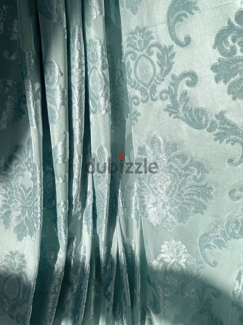 Set of 4 Turquoise Curtains with Lining 0