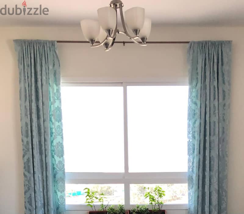 Set of 4 Turquoise Curtains with Lining 2