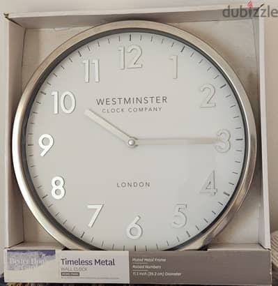 NEW Better Homes Gardens Westminster Classic Metal Wall Clock