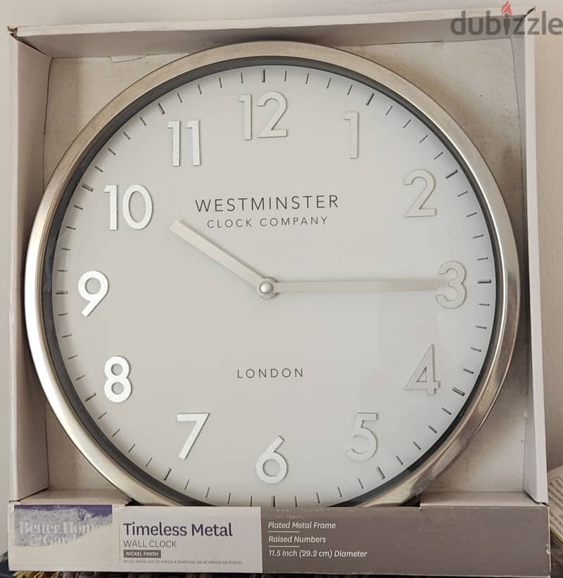 NEW Better Homes Gardens Westminster Classic Metal Wall Clock 0