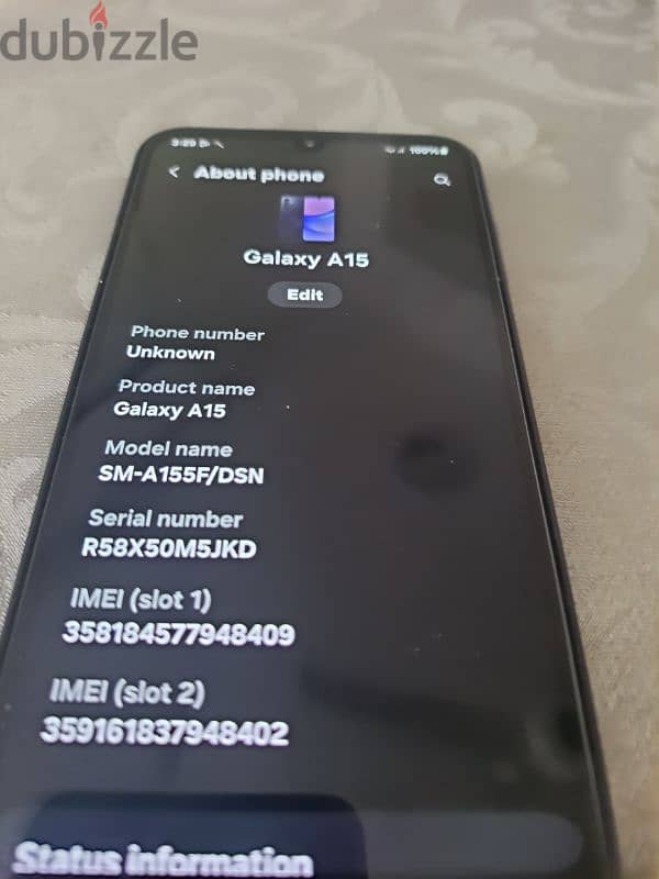 samsung A15.4g storage 256gb ram 8gb 4