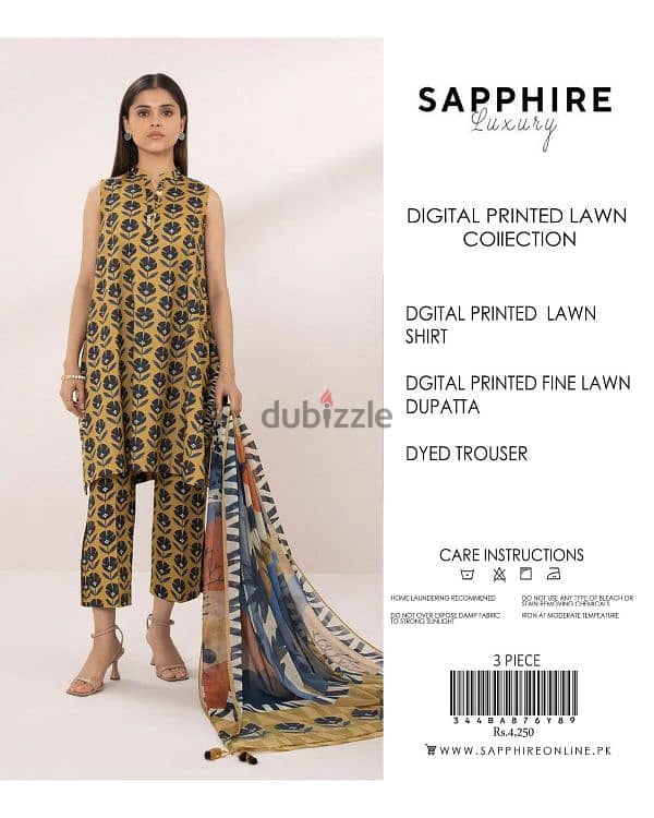 3 piece lawn suits Pakistani brand sapphire new design 4