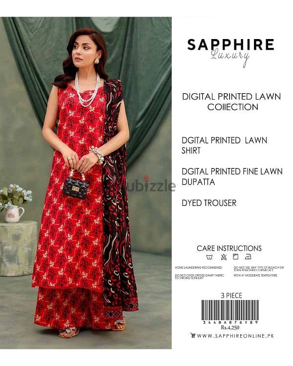 3 piece lawn suits Pakistani brand sapphire new design 5