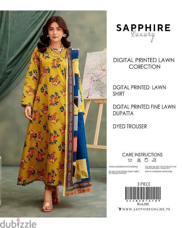 3 piece lawn suits Pakistani brand sapphire new design 6