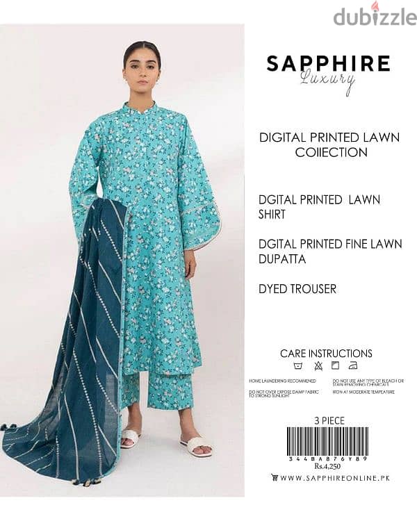 3 piece lawn suits Pakistani brand sapphire new design 7