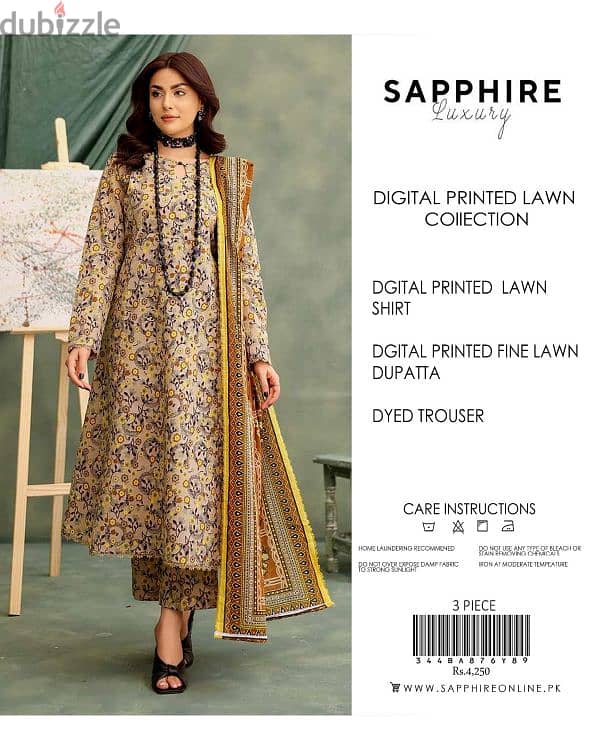 3 piece lawn suits Pakistani brand sapphire new design 8