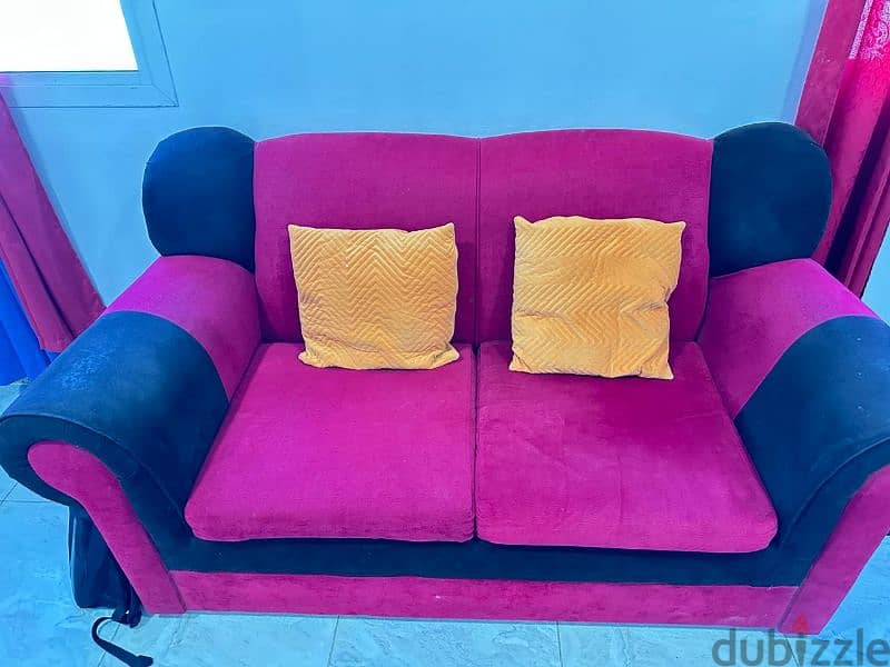 Red & Black Sofa Set 1