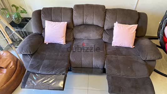 3-Seater Fabric Recliner - Light Brown