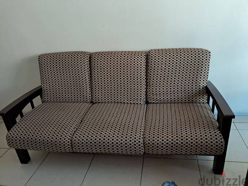 wooden 3 seater sofa in good condition 1