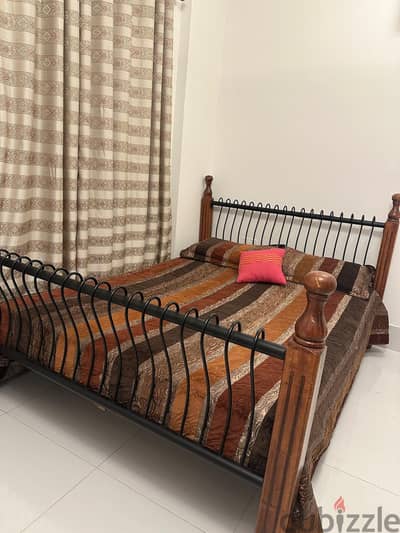 Queen Size Bed With Mattress Steel Wood Frame