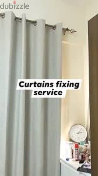 fix curtains and frame clock photo tv stand