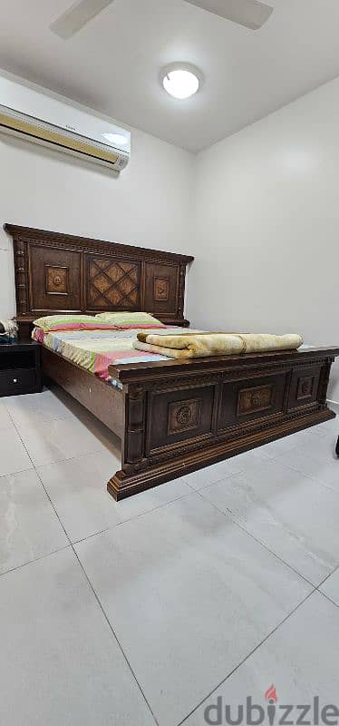 Bed and Matress, dining table with 2 chair,  for sale 1