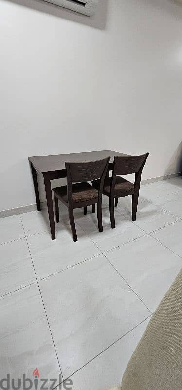 Bed and Matress, dining table with 2 chair,  for sale 3