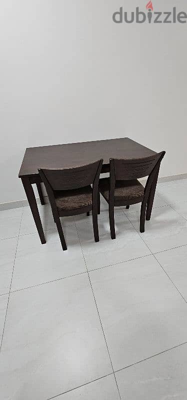 Bed and Matress, dining table with 2 chair,  for sale 4