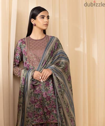 Unstitched 3 Piece 3 Piece – Embroidered Cotton VISCOSE Suit Sapphire