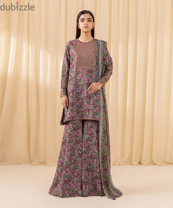 Unstitched 3 Piece 3 Piece – Embroidered Cotton VISCOSE Suit Sapphire 5