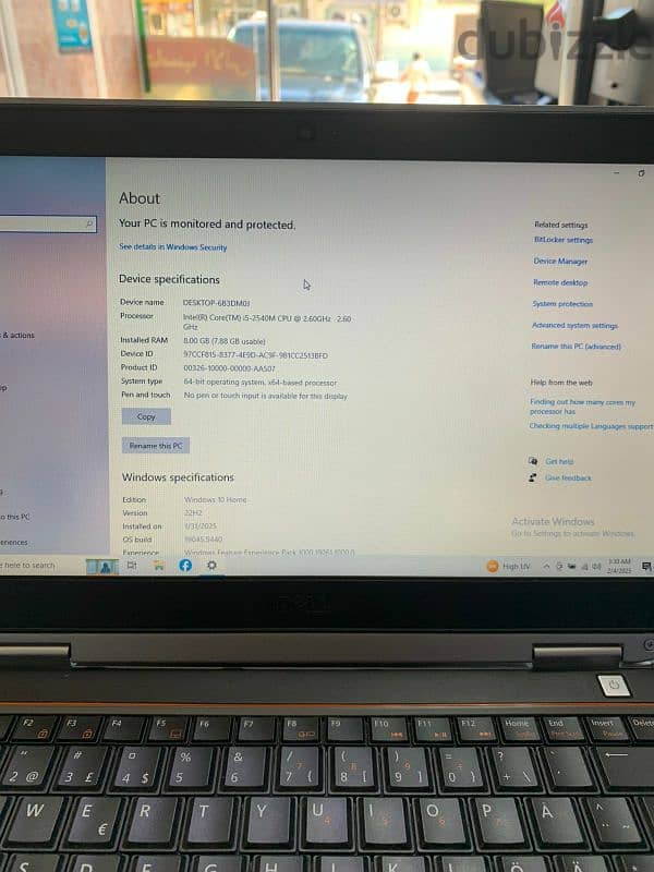 Dell laptop 8GB 512GB 4