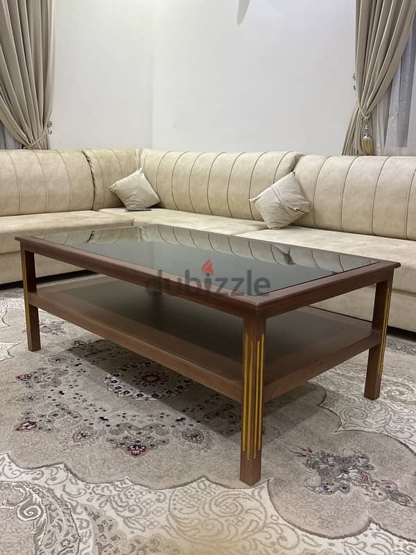 Wooden table with tinted glass 0