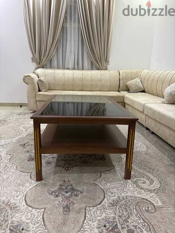 Wooden table with tinted glass 1