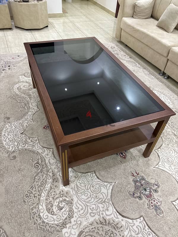 Wooden table with tinted glass 2