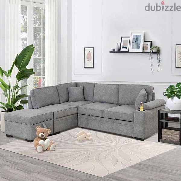 l  shape sofa with bad 1