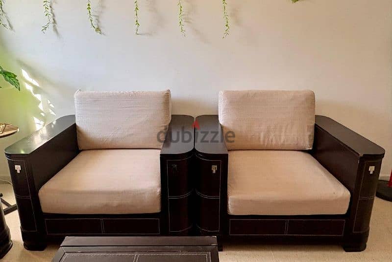 Wooden sofa set + Center table for sale 2